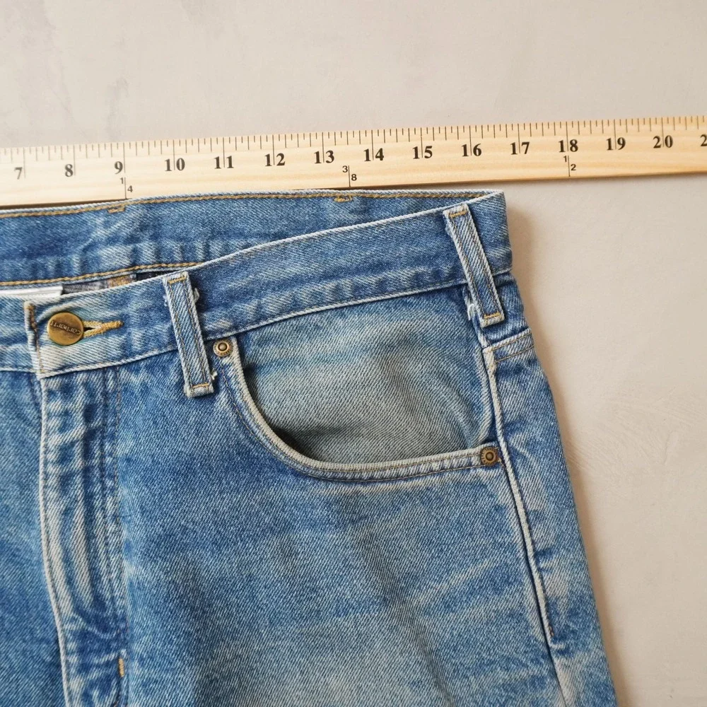 Vintage Carhartt Jeans 33x30 Mens Blue Relaxed Fit Denim Workwear Flannel Lined